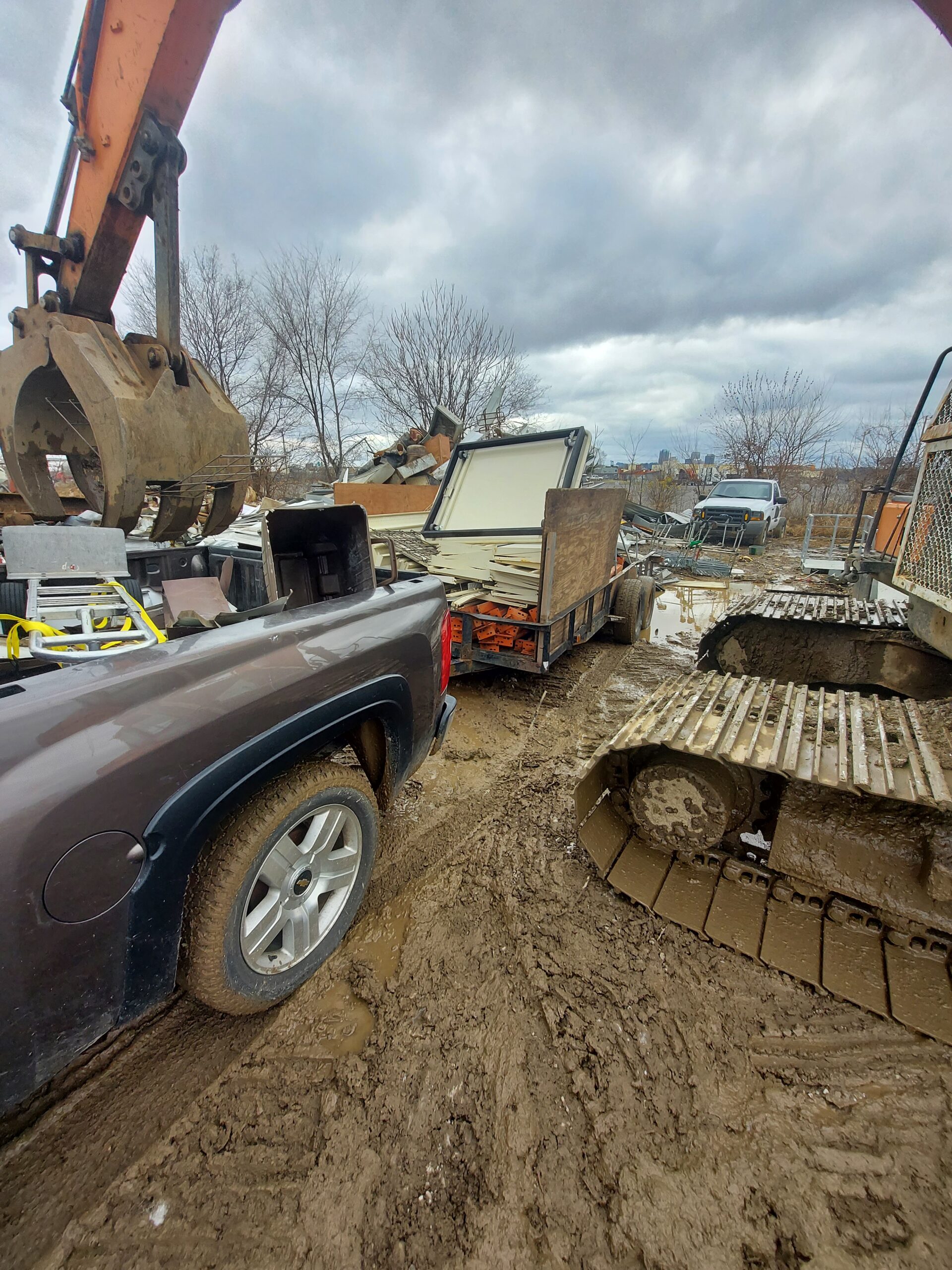 Excavator Getting Debris