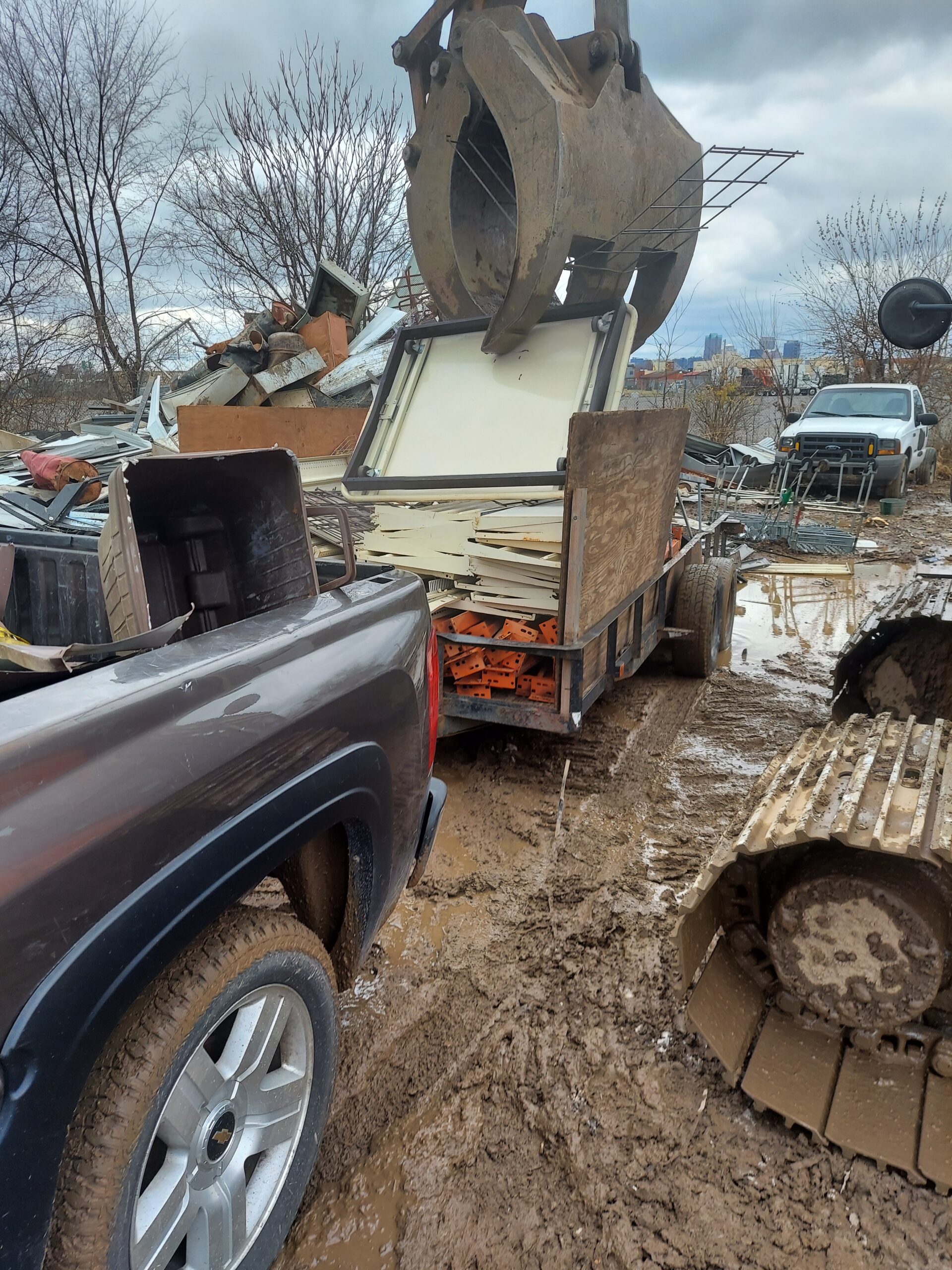 Excavator Getting Debris